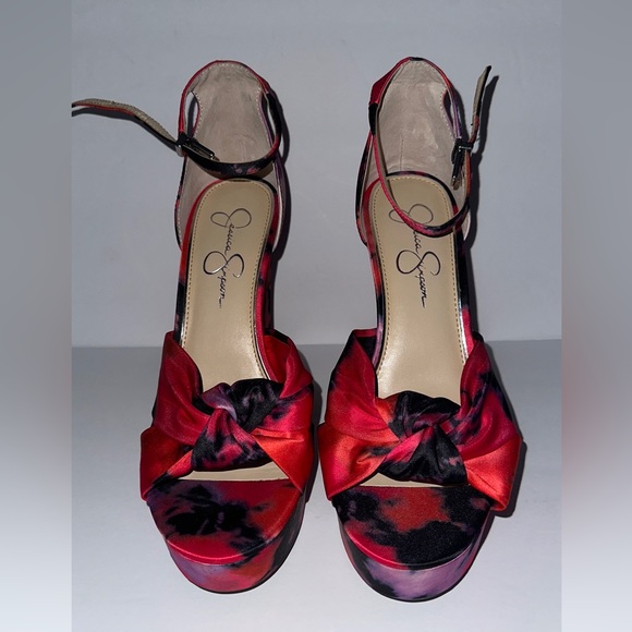 NWT Jessica Simpson Tyssie Women's Knot Ankle Wrap Platform 5” Wedge size 9 - Picture 2 of 4